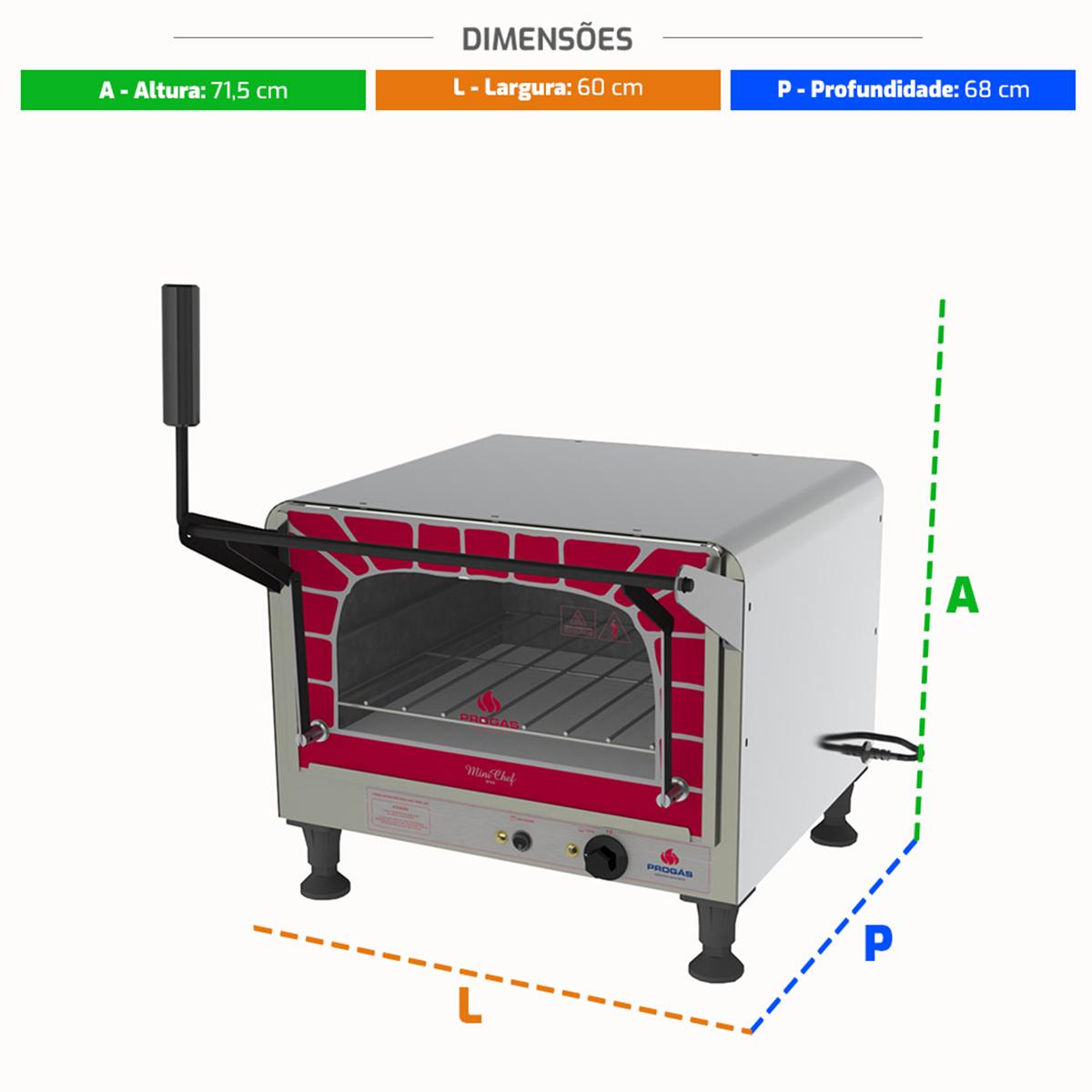 Forno Lastro Refratário Mini Chef Prpe-400 Elétrico Gratinador Progas