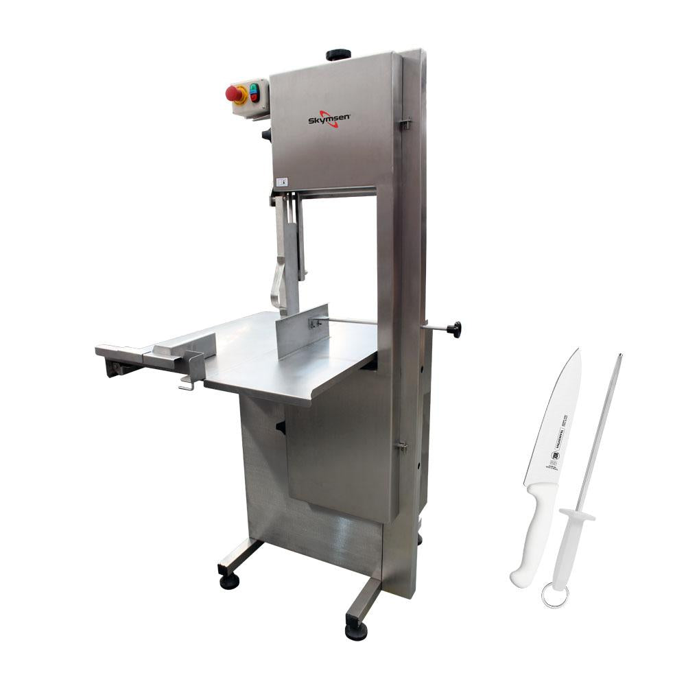 Serra Fita Profissional Inox Para Açougue 2,82m Com Regulador SL282 220v Skymsen + Faca + Chaira