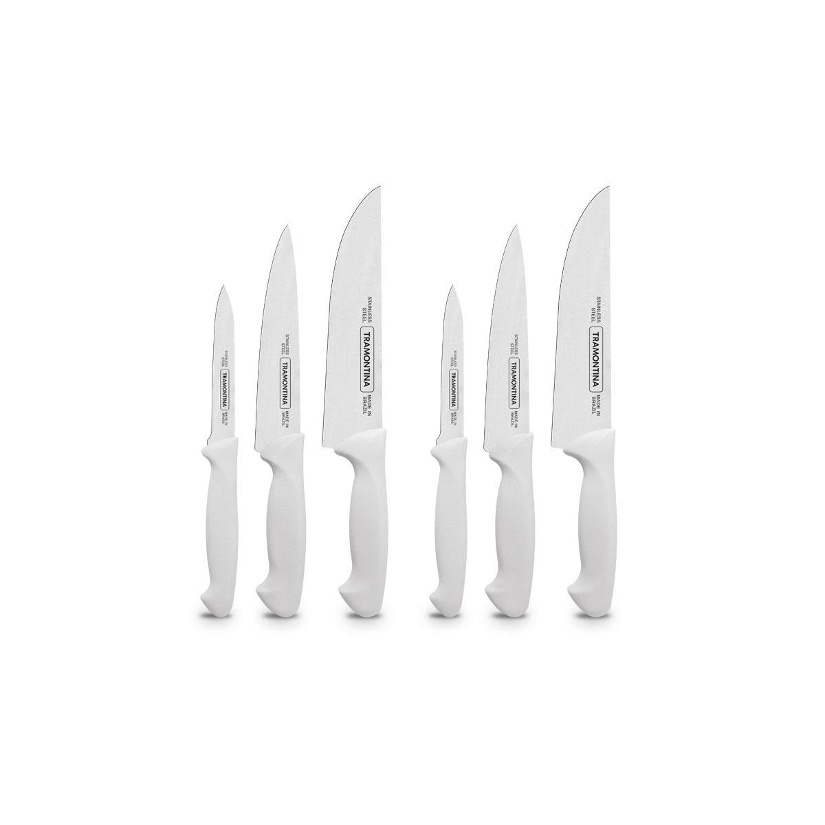 Kit - 2 Jogos de Facas Premium Em Aço Inox Cabo Branco 3 Peças - Tramontina