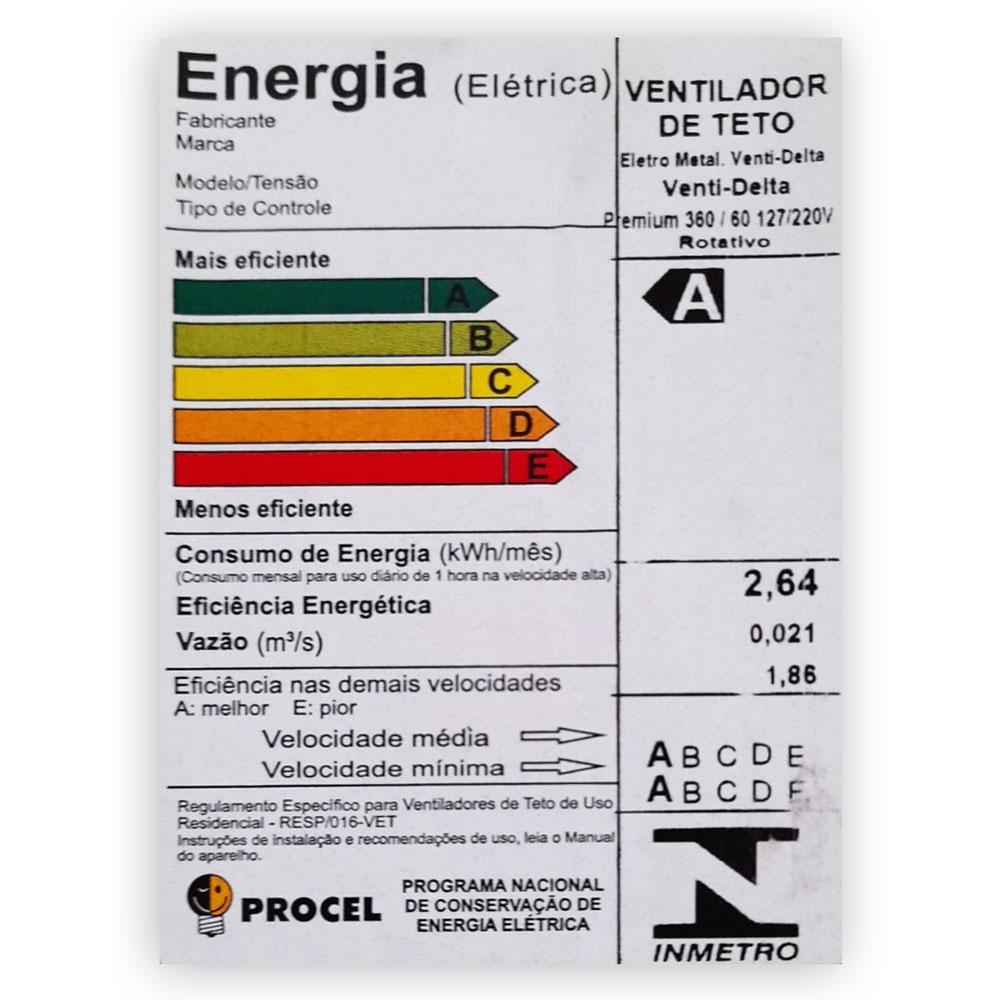 Ventilador Teto Giratório Oscilante 60cm Grade Aço 360° Bivolt Venti Delta