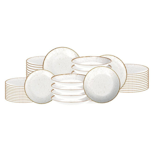Jogo de Pratos Rústico Marrom 48 Peças em Porcelana Decorada - Tramontina