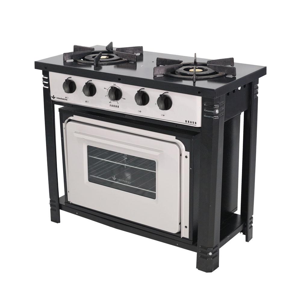 Fogão Industrial 2 Bocas Duplas com Forno Bravo BR2BF Cinza – Venâncio