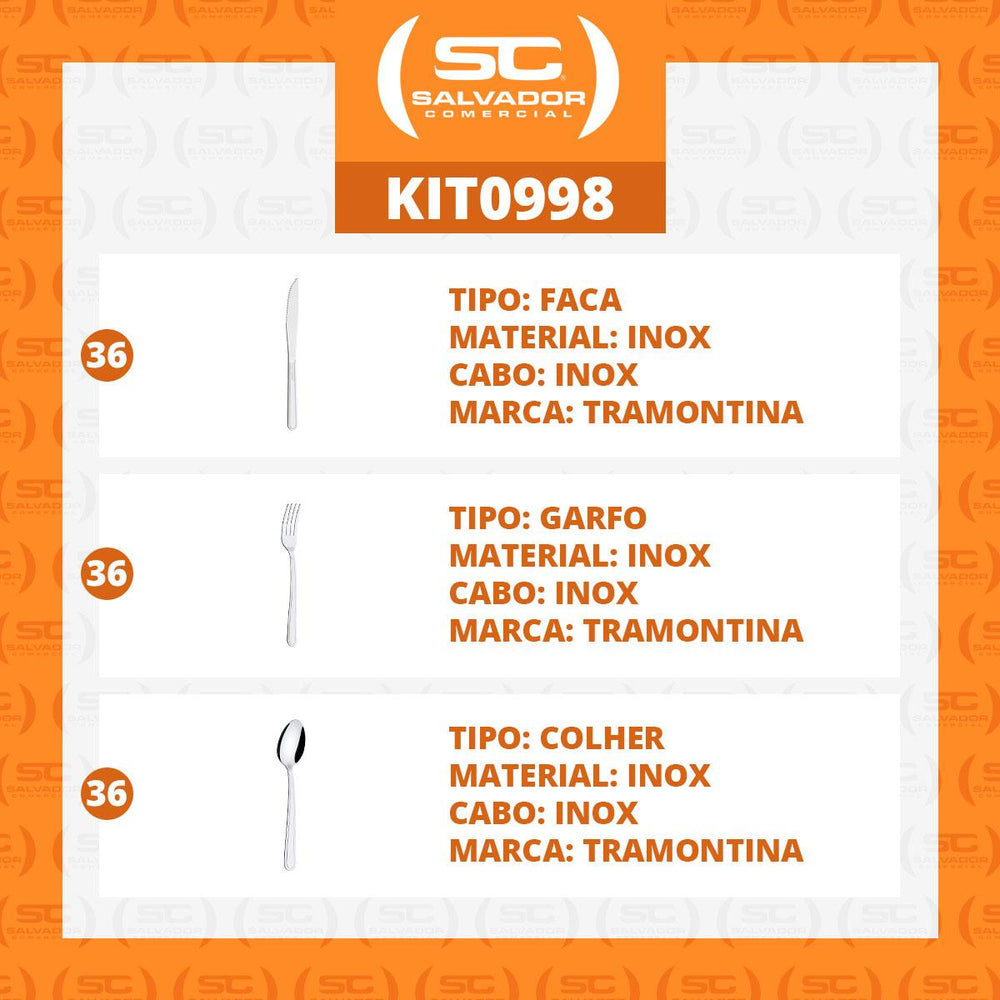 KIT - Jogo de Facas, Garfos e Colheres Búzios 108 Peças em Aço Inox IBAG - Tramontina