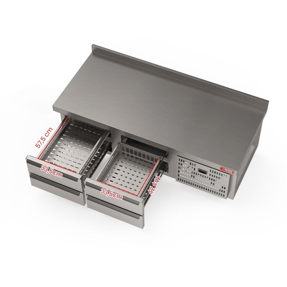 Balcão de Preparo Refrigrerado Ar Forçado 4 Gavetas Inox 0ºC a 10ºC 150cm BRG15 220v - Red Chameleon 364362-0