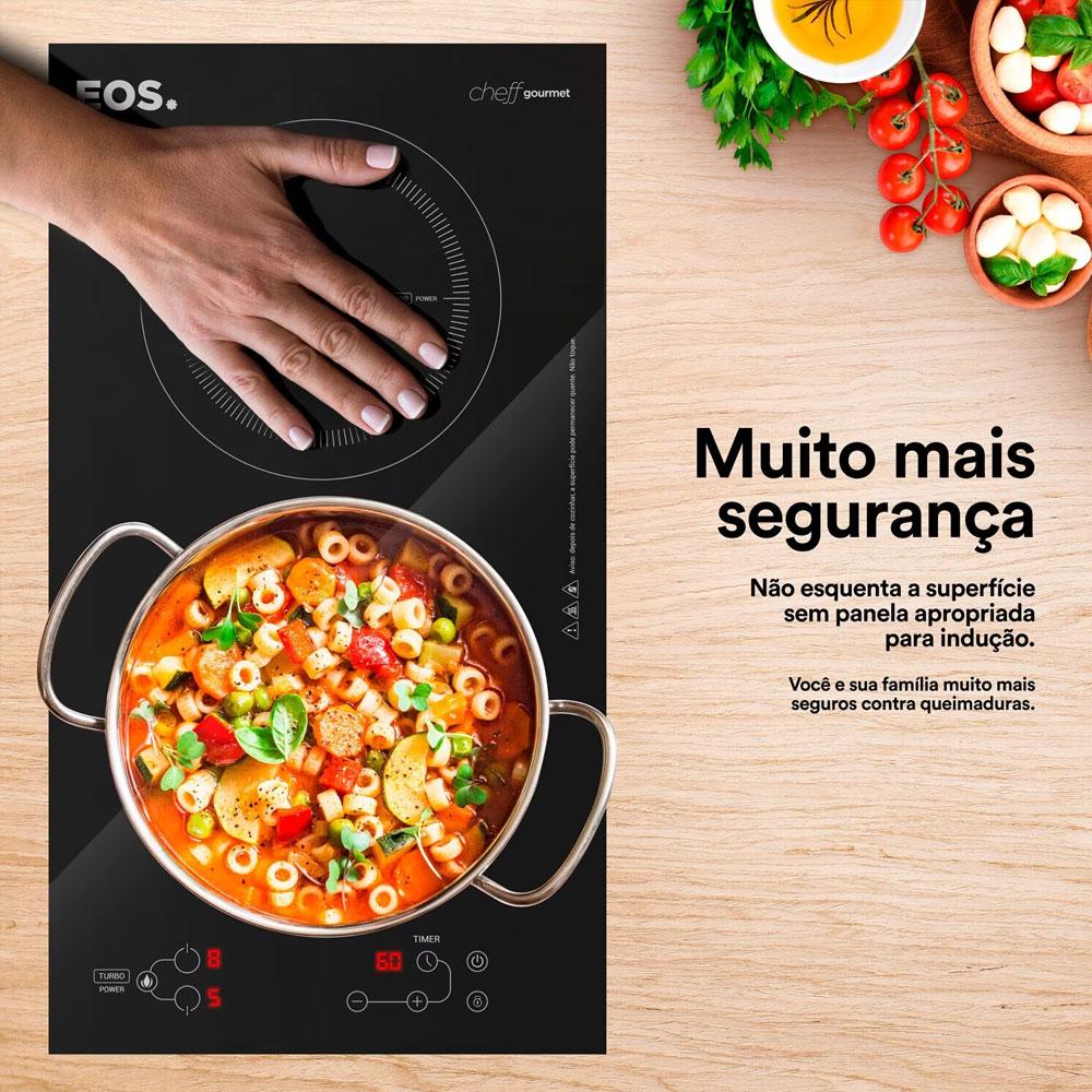 Fogão Cooktop De Indução 2 Bocas Elétrico Eci02ep 220V E Panelas Solar Ø 20cm Pit5 E Ø 16cm Pit7 - Eos