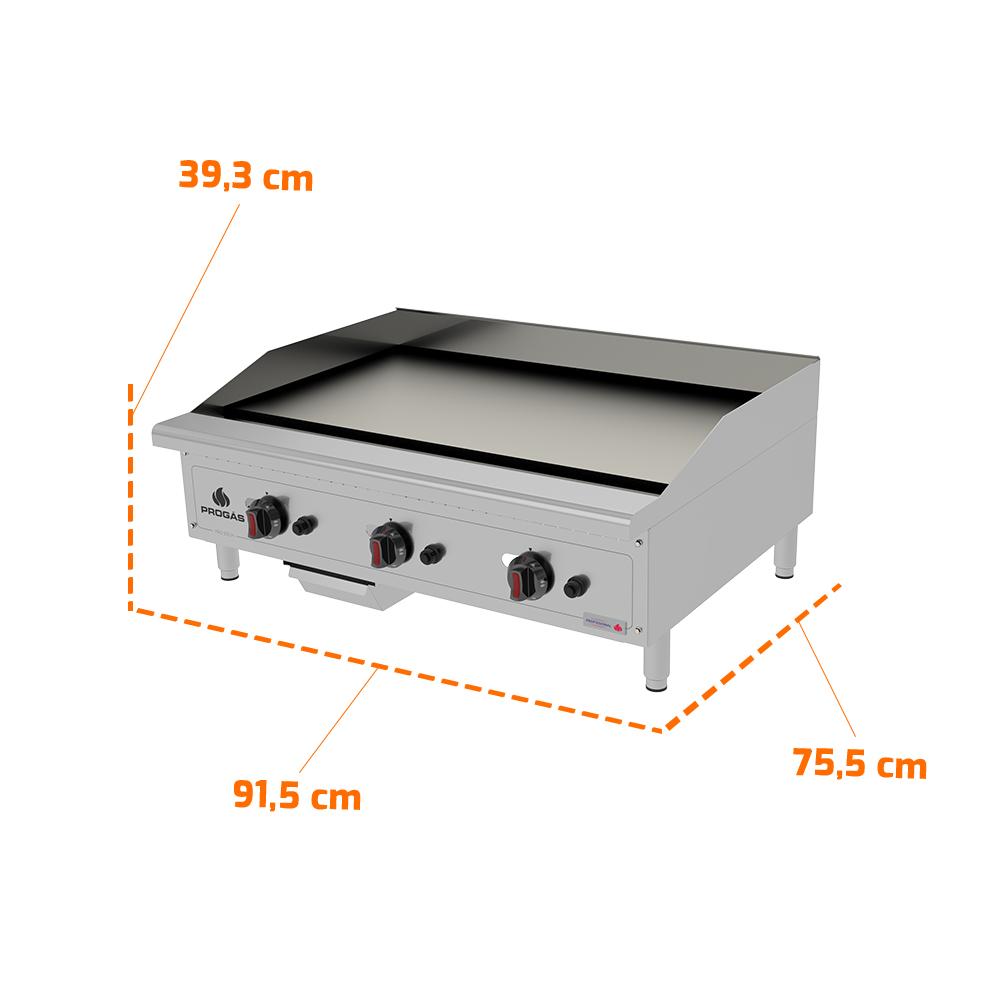 Chapa Lanche Bifeteira a Gás Profissional Para Lanchonetes Inox a Gás 90cm PRO-90CH - Progás P44604