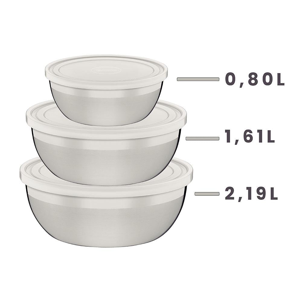 Jogo de Potes em Aço Inox Com Tampa Plástica Freezinox 3 Peças - Tramontina 64220160