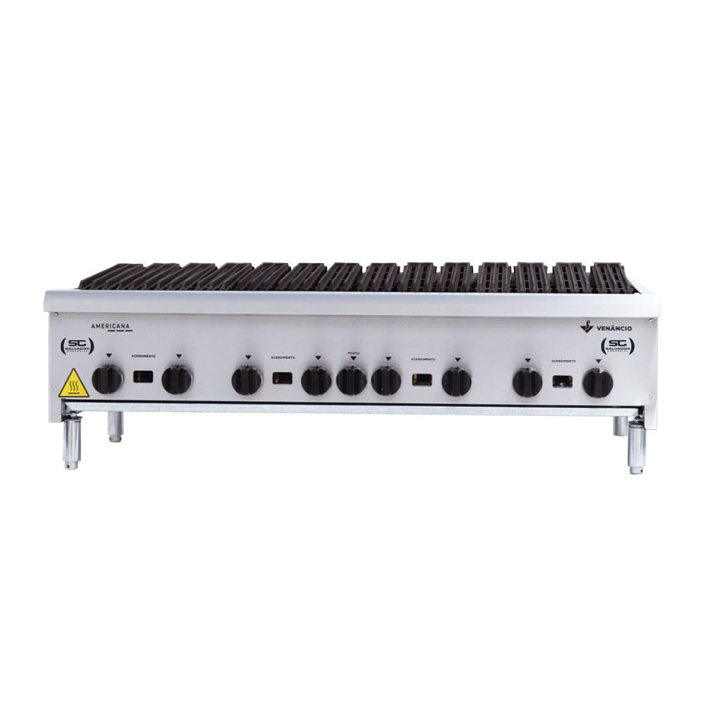 Chapa Char broiler Americana Profissional Grill 120cm Gás Inox Cgg120 e Utensílios - Venâncio