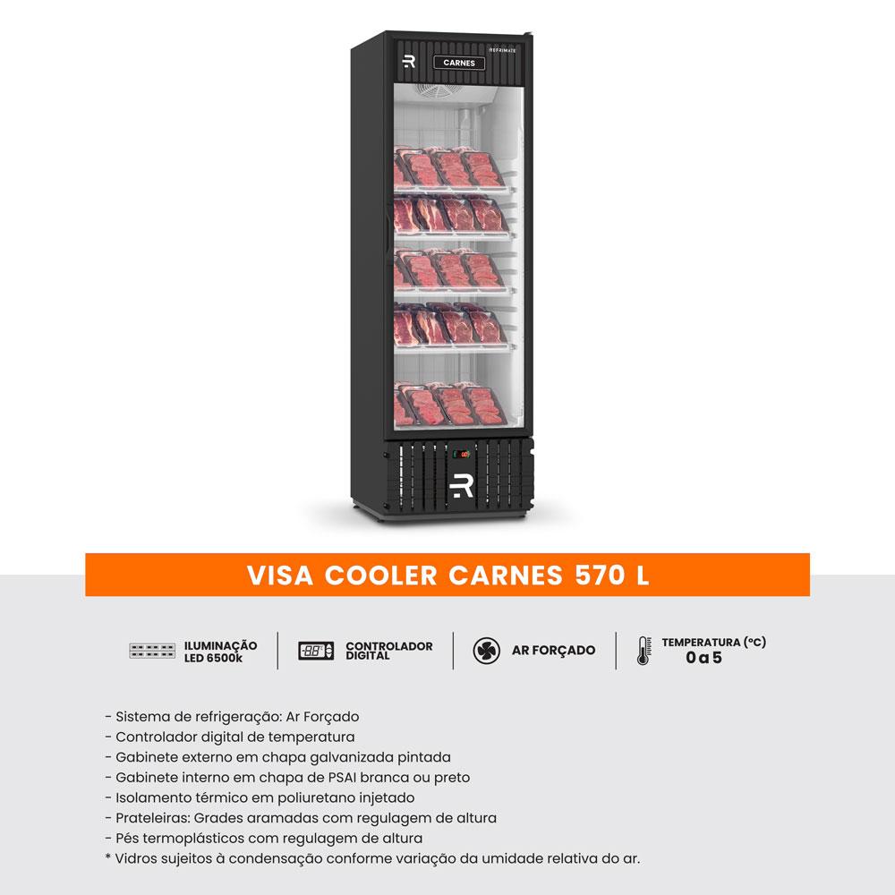 Visa Cooler Carne Embalada Porta de Vidro 0 a 5 ºc 570l Vcca570pvpb 220v - Refrimate