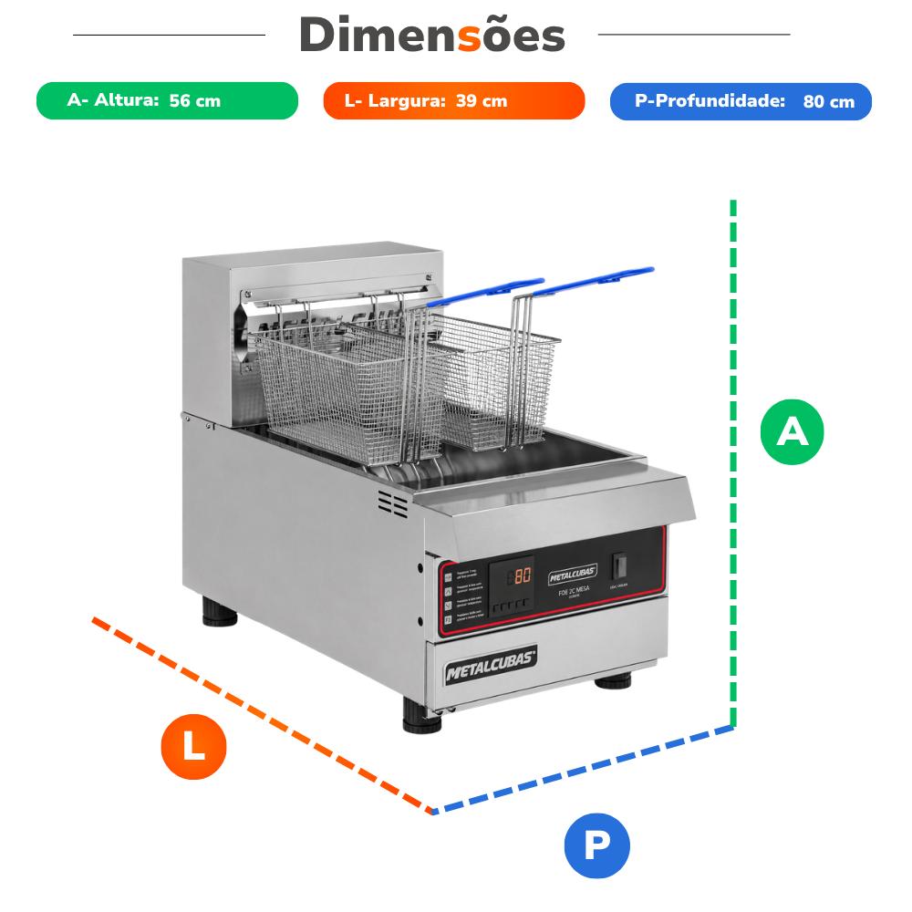 Fritador Zona Fria de Óleo Elétrico Mesa Premium Duplo FOE 2C M PRM 220v - Metalcubas 27289