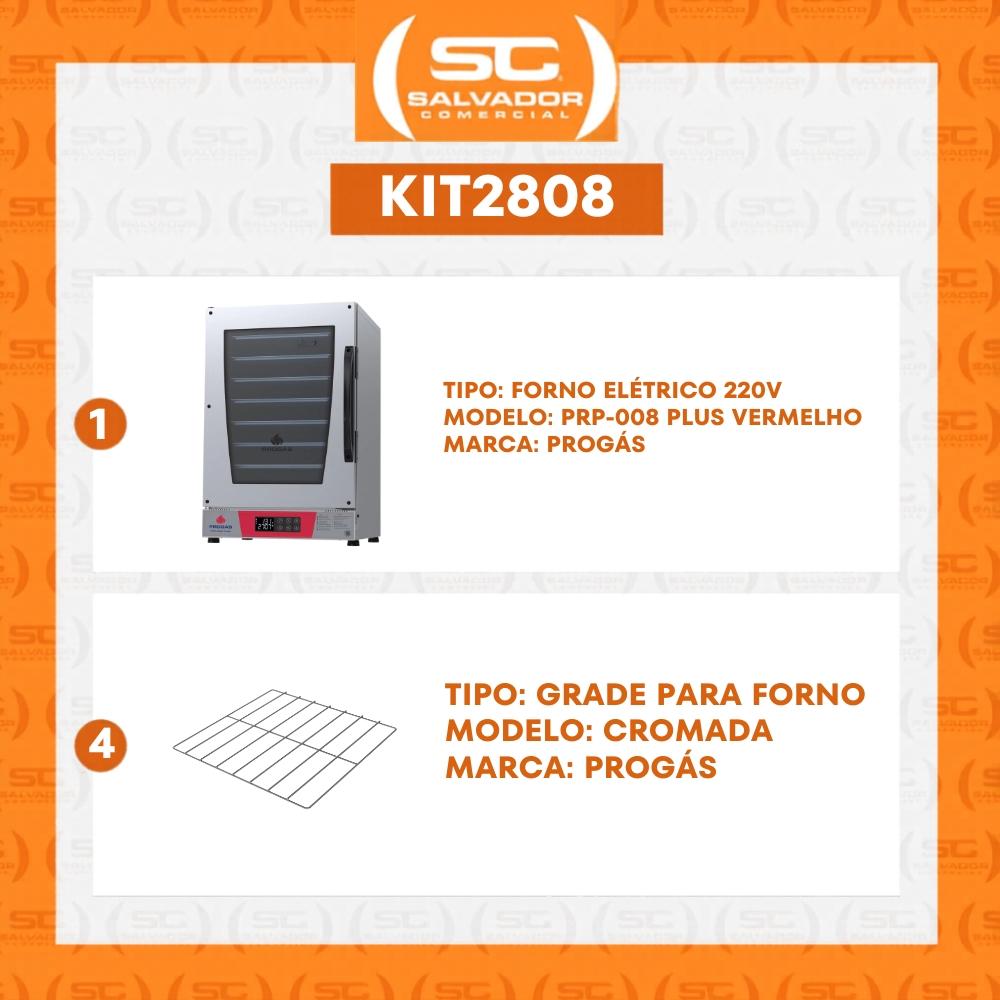 Kit Forno Turbo Elétrico  Profissional Digital Prp-008 Plus 220v Vermelho + 4 Grades - Progás