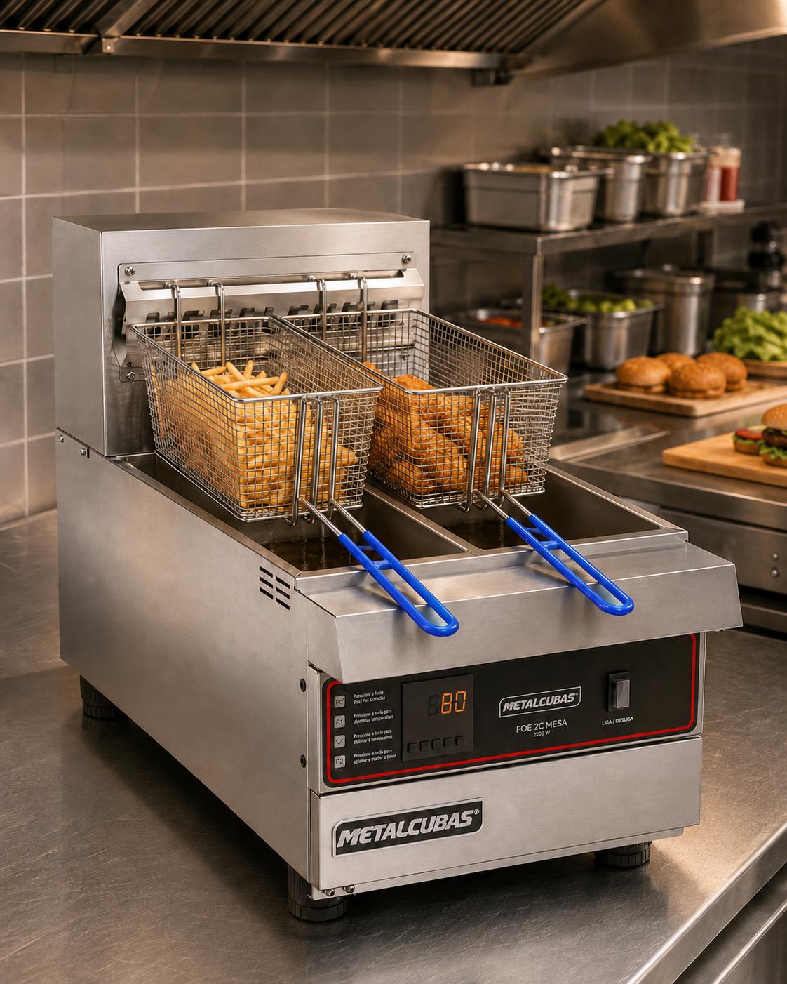 Fritador Zona Fria de Óleo Elétrico Mesa Premium Duplo FOE 2C M PRM 220v - Metalcubas 27289