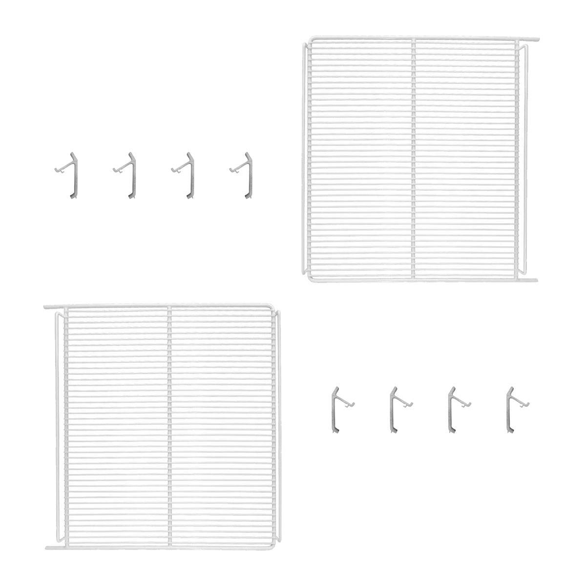 Kit - 2 Prateleiras Branca Visa Vn44 Vb40 + 8 Ganchos Suporte - Metalfrio