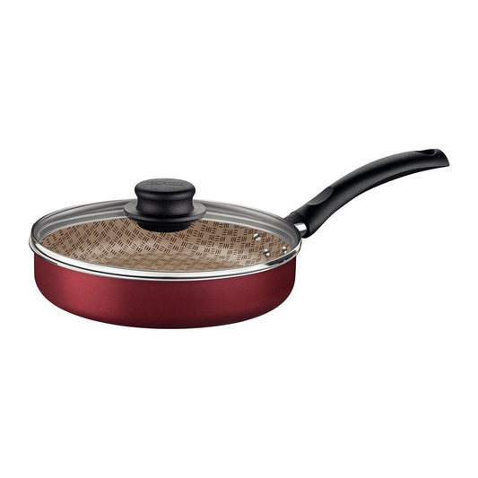 Frigideira Reta Turim Em Alumínio Antiaderente Starflon Vermelho Com Tampa de Vidro 22 Cm 1,7 L - Tramontina 20267822
