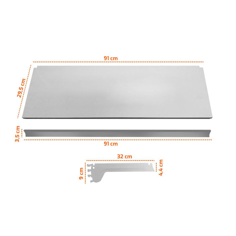 Bandeja Prateleira Com Reforço 30x91 para Gôndolas New Plus com Porta Etiqueta Amarelo - SA Gôndolas