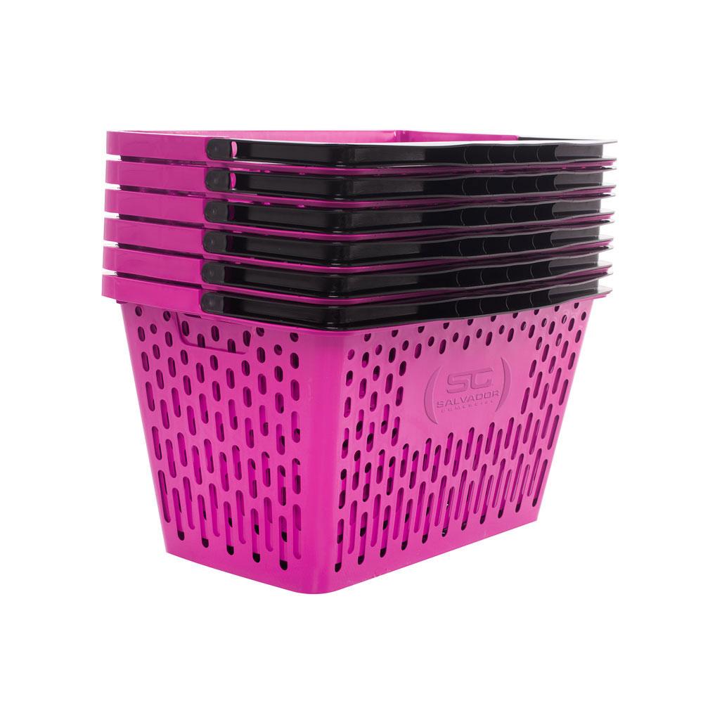 Carrinho de Compras Preto Com Cestos D-500 12kg Removíveis Rosa - Dellaplast