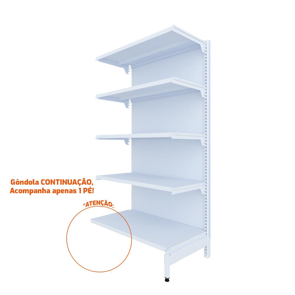 Gôndola Prateleira New Plus 1,70 Parede Continuação GPC - Sa Gôndolas Porta Etiquetas Cinza