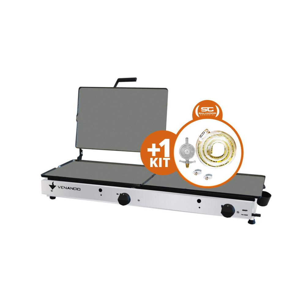 Kit Chapa Sanduicheira a Gás Prensa Profissional De Gaveta Conjugada 95cm S95CG + Kit Gás - Venâncio