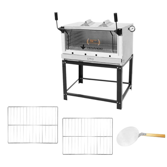 Forno Gás Industrial Infra Refratária Roma Inox 90 Firiv90 + 2 Grades Extra + pá Pizza - Venâncio