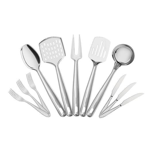 Conjunto de 12 Talheres de Mesa Laguna e 5 Utensílios em Inox Extrata Tramontina