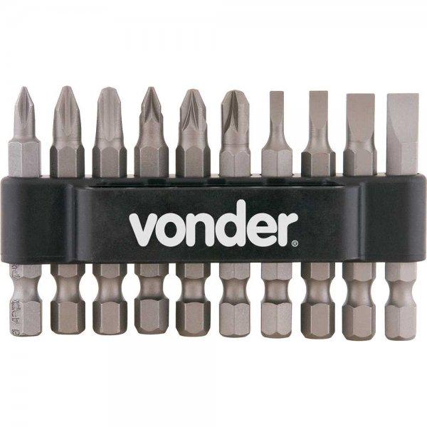 Jogo de Bits/ponteiras Com 10 Peças de Encaixe Sextavado 1/4"" - Vonder 3538100000