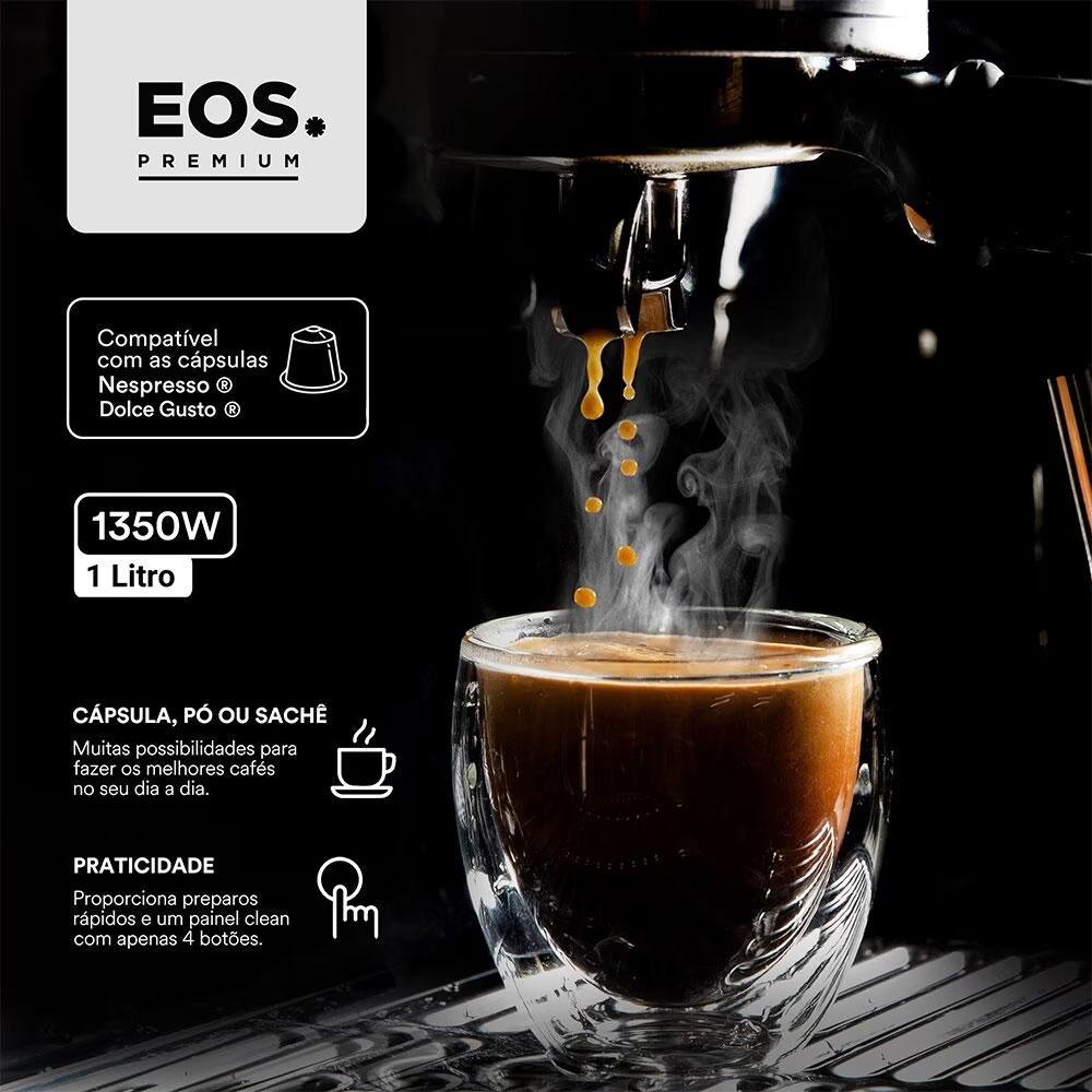 Cafeteira Expresso Italiana 3 em 1 Inox Dupla Saída Cafeteria Ecf01ec 220v - Eos B170566