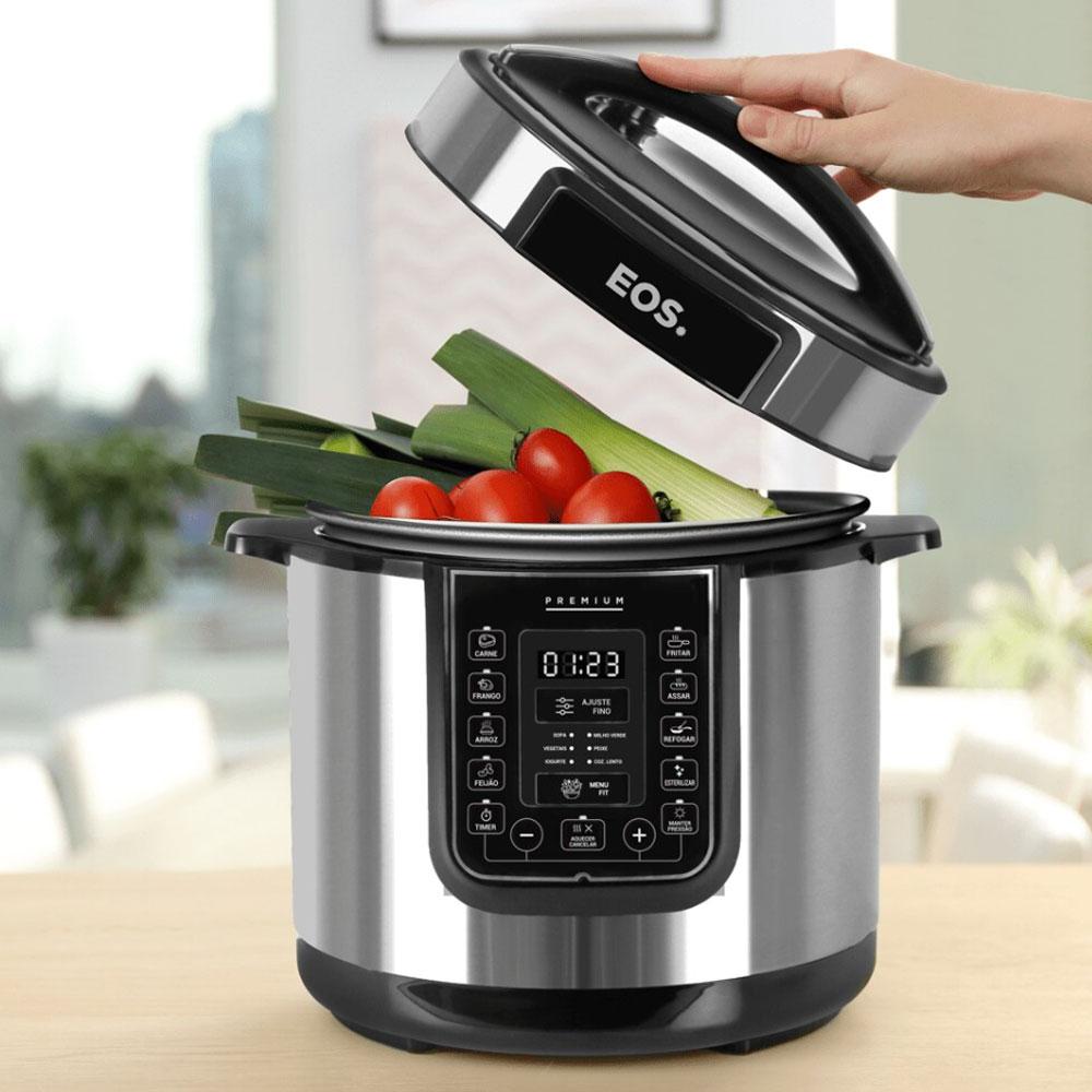 Panela de Pressão Elétrica Caçarola Multicooker Multiuso Digital Inox 6L EPP60DI 127V - EOS