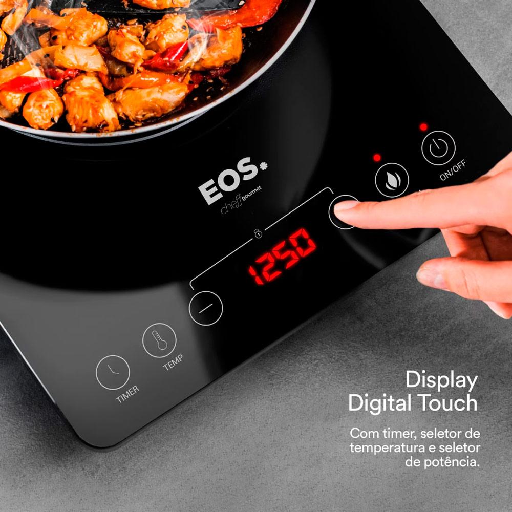 Fogão Cooktop de Indução 1 Boca Portátil Preto 2000w Cheff Gourmet ECI01PPB Bivolt - Eos