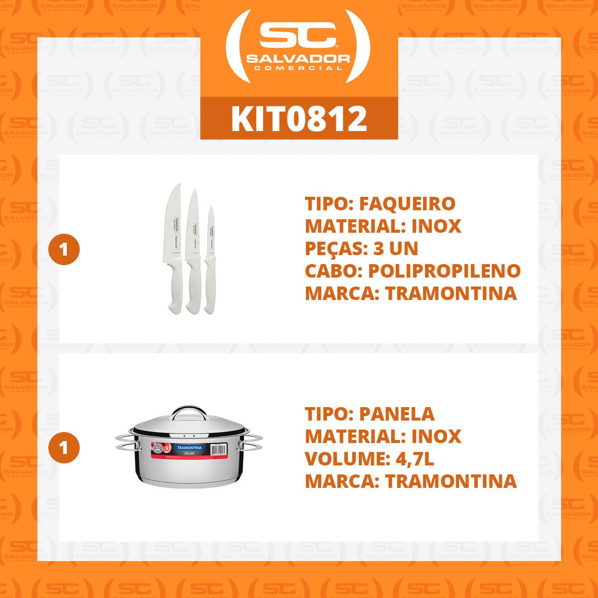 Kit - Faqueiro Premium 3 Peças + 1 Panela Inox Solar 4,7 Lts Solar Pit1 - Tramontina