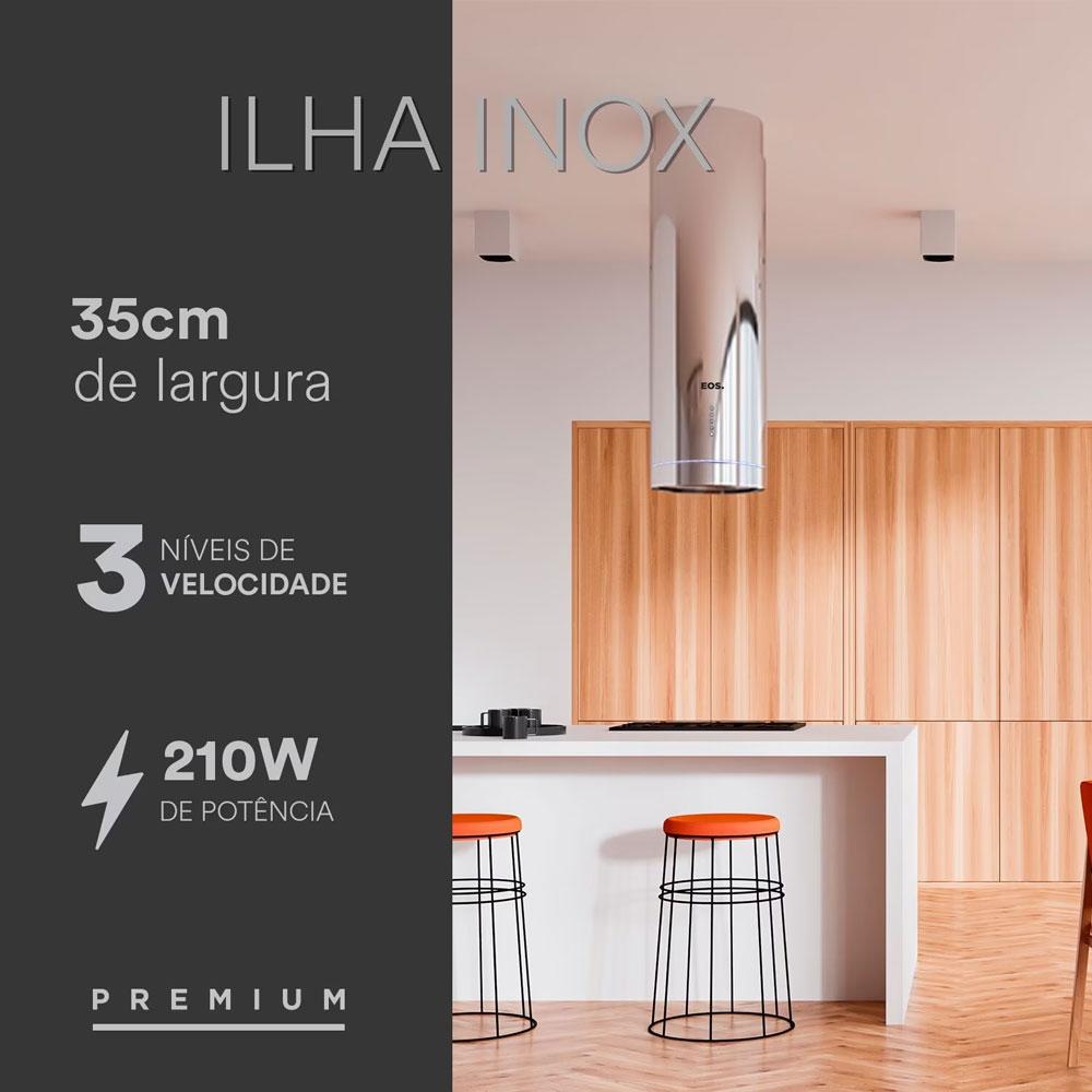 Coifa e Depurador De Ar Redonda 35cm ø Inox Para Ilhas ECO40IR 220V - EOS B170859