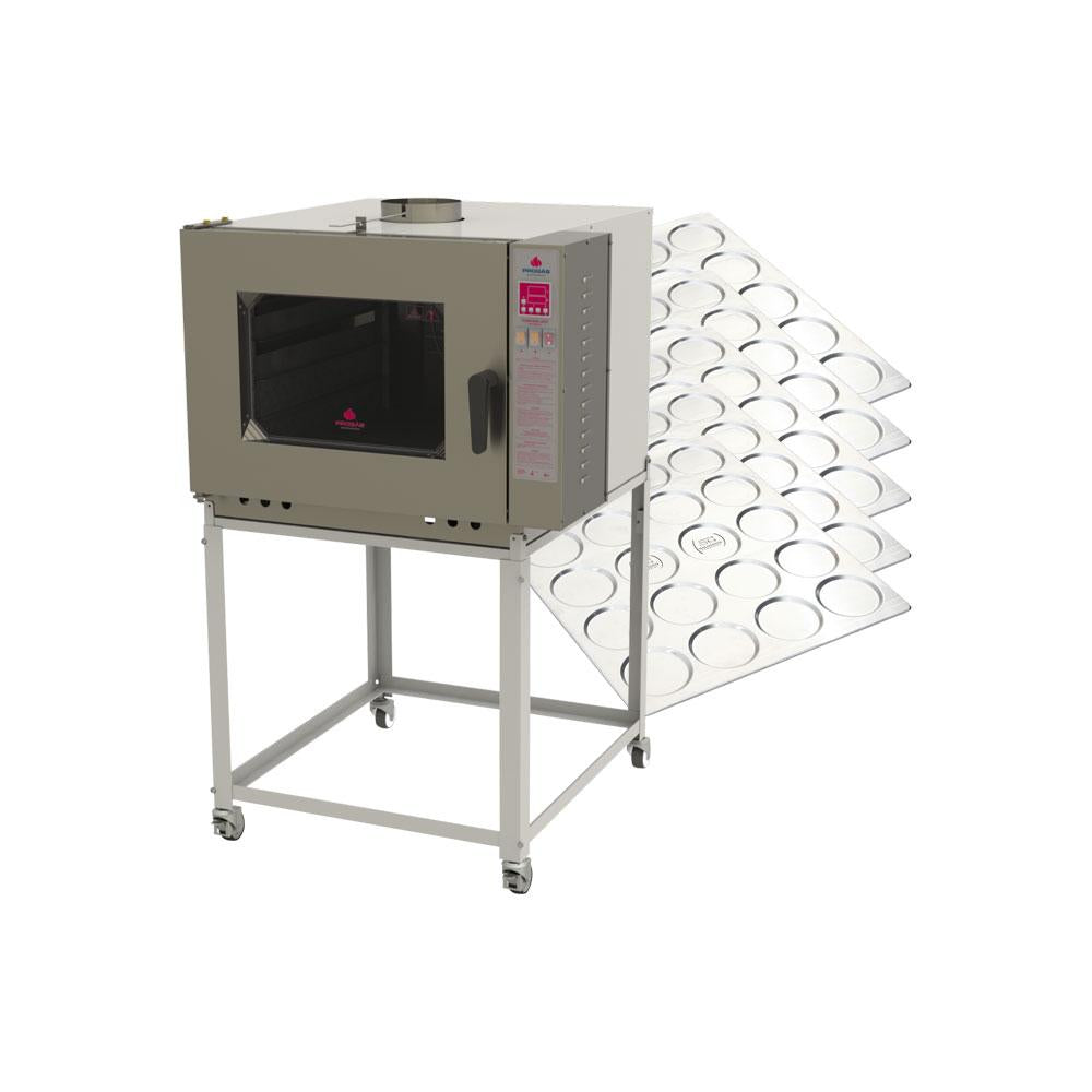 Kit Forno Turbo a Gás 5 Níveis PRP-5000 Bivolt Progás + 5 Assadeiras Pão 20 Cav. Alu. 58x70