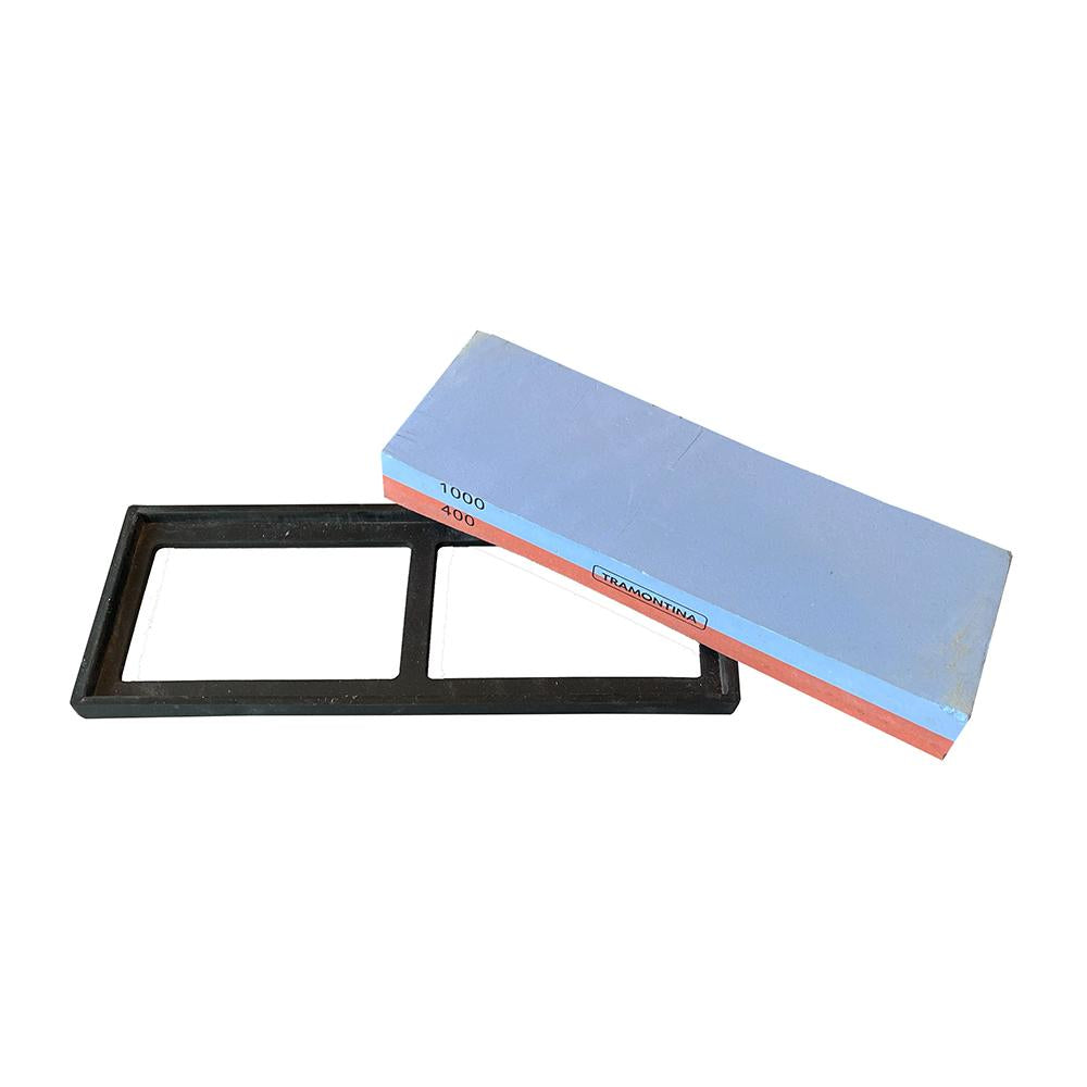 SEMINOVO - Pedra Para Afiar Profio Com Granulação 400 e 1000 Dupla Face Com Suporte Emborrachado - Tramontina 24029000