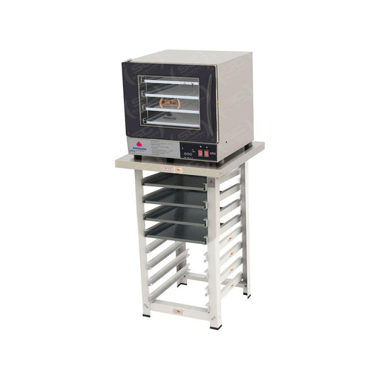 Kit - Forno Turbo Prp-004 Plus Digital 220v Preto + Bancada Mes-004 + 4 Assadeiras - Progás