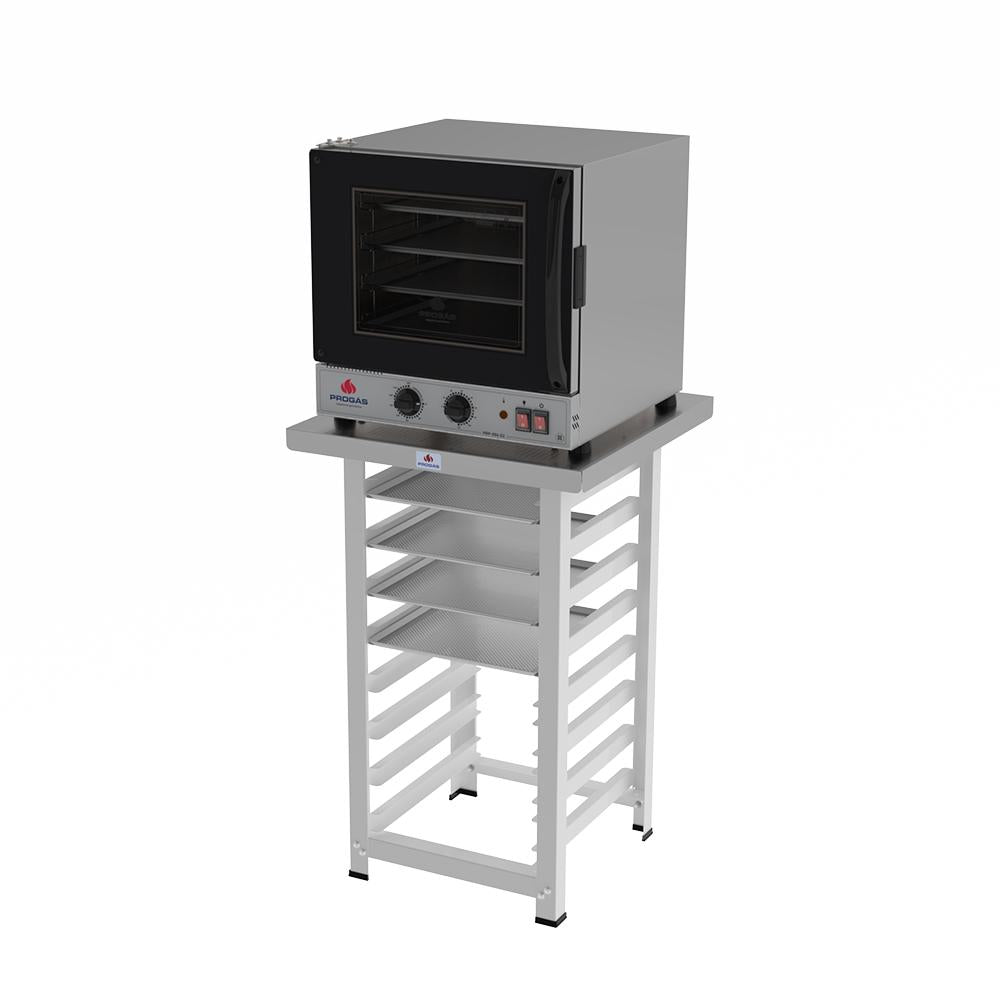 Forno Turbo Prp-004 g2 220v Preto + Bancada Mes-004 Progás + 4 Assadeiras Cimapi