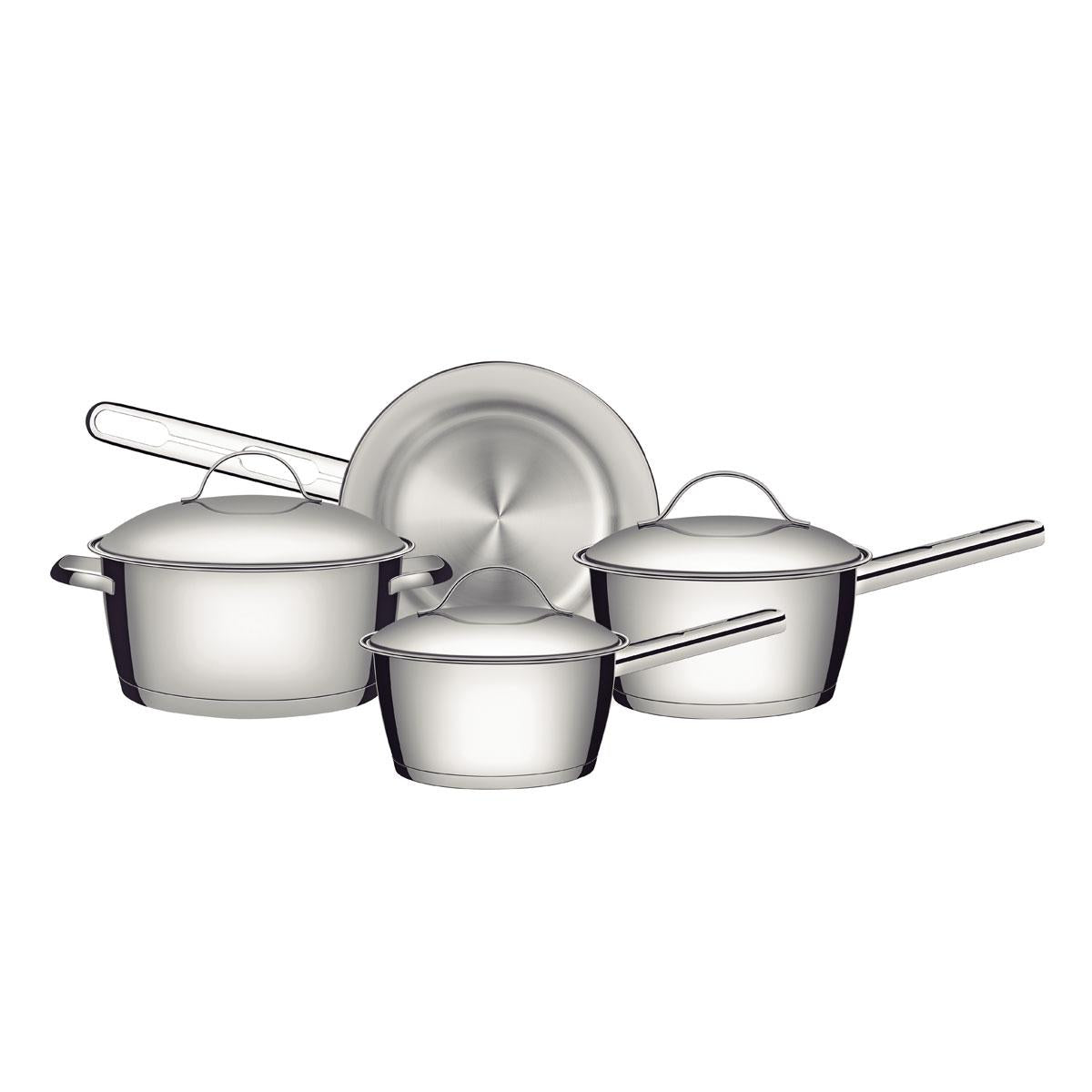 Jogo de Panelas Allegra Em Aço Inox Com Fundo Triplo e Tampas de Inox 4 Peças - Tramontina 65650270