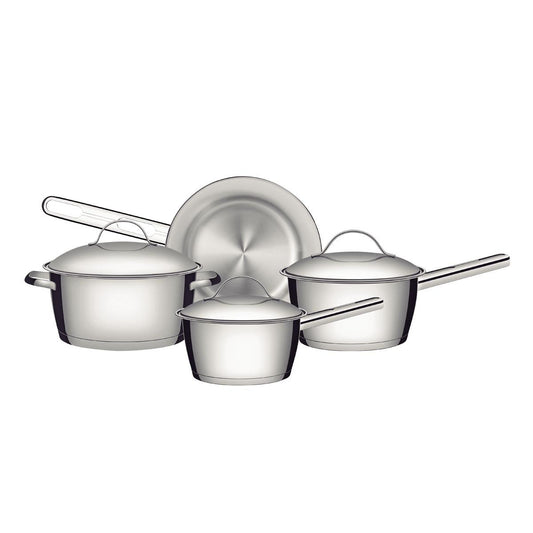 Jogo de Panelas Allegra Em Aço Inox Com Fundo Triplo e Tampas de Inox 4 Peças - Tramontina 65650270