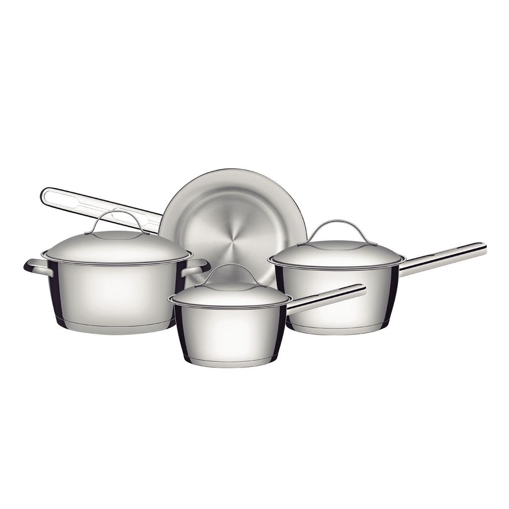 Jogo de Panelas Allegra Em Aço Inox Com Fundo Triplo e Tampas de Inox 4 Peças - Tramontina 65650270