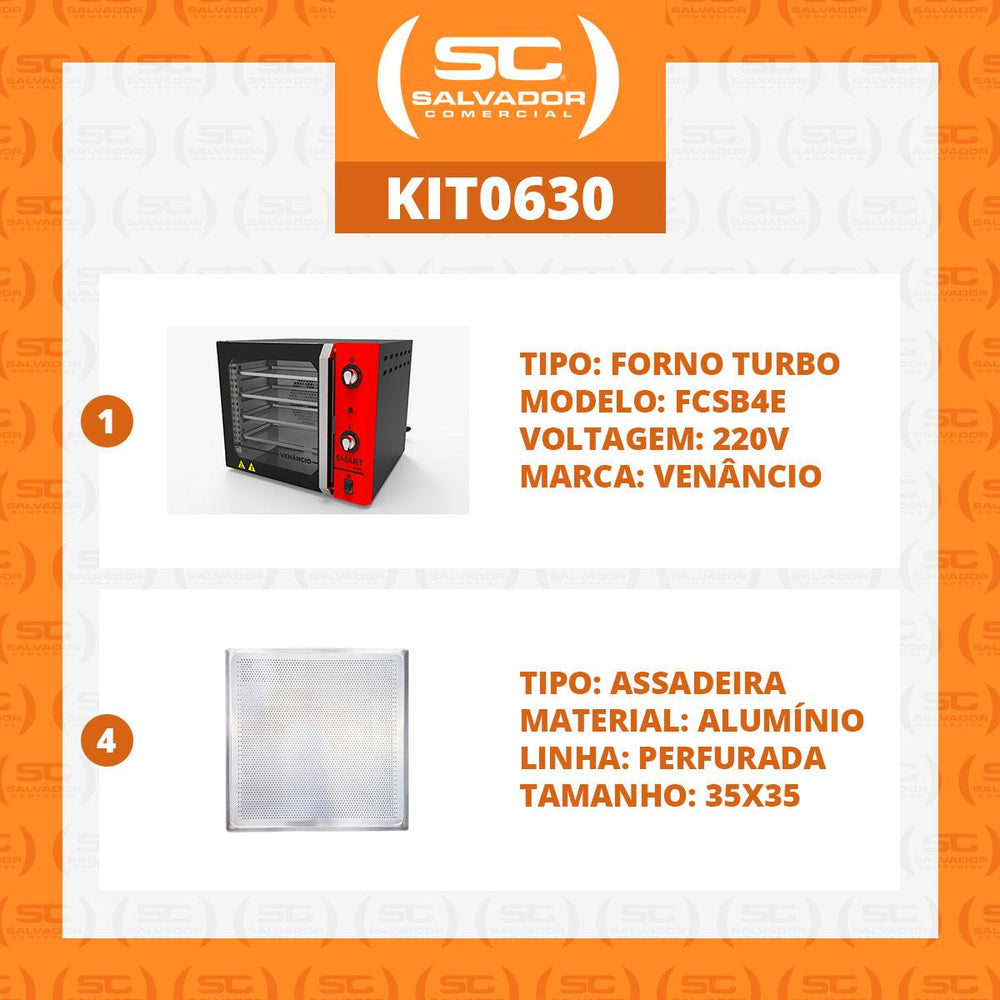 Kit Forno Turbo Convector Smart Basic. Preto e Vermelho FCSB4E 220V + 4 Assadeiras - Venâncio