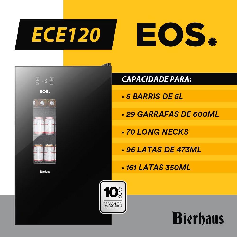 Cervejeira Preta 100L Porta Com Visor Frost Free -6°C a +18°C Black Glass ECE120 Bierhaus 127V - EOS B187155