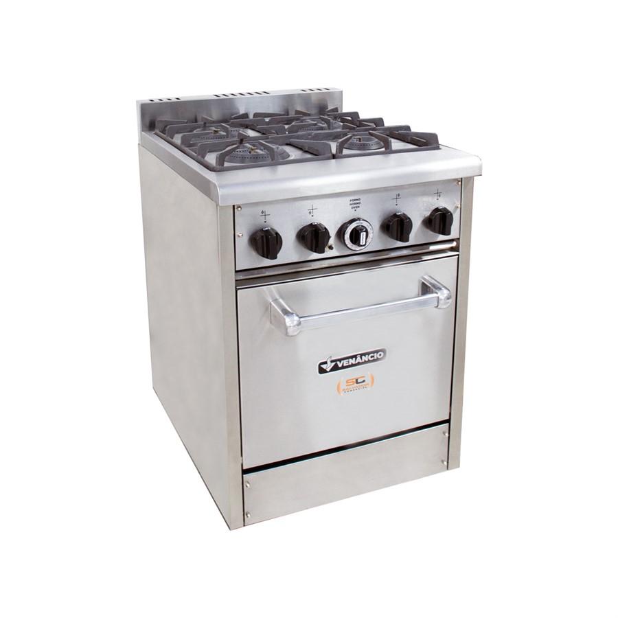 Fogão Industrial 4 Bocas a Gás Inox Dom Bidone Com Forno FDB4F - Venâncio
