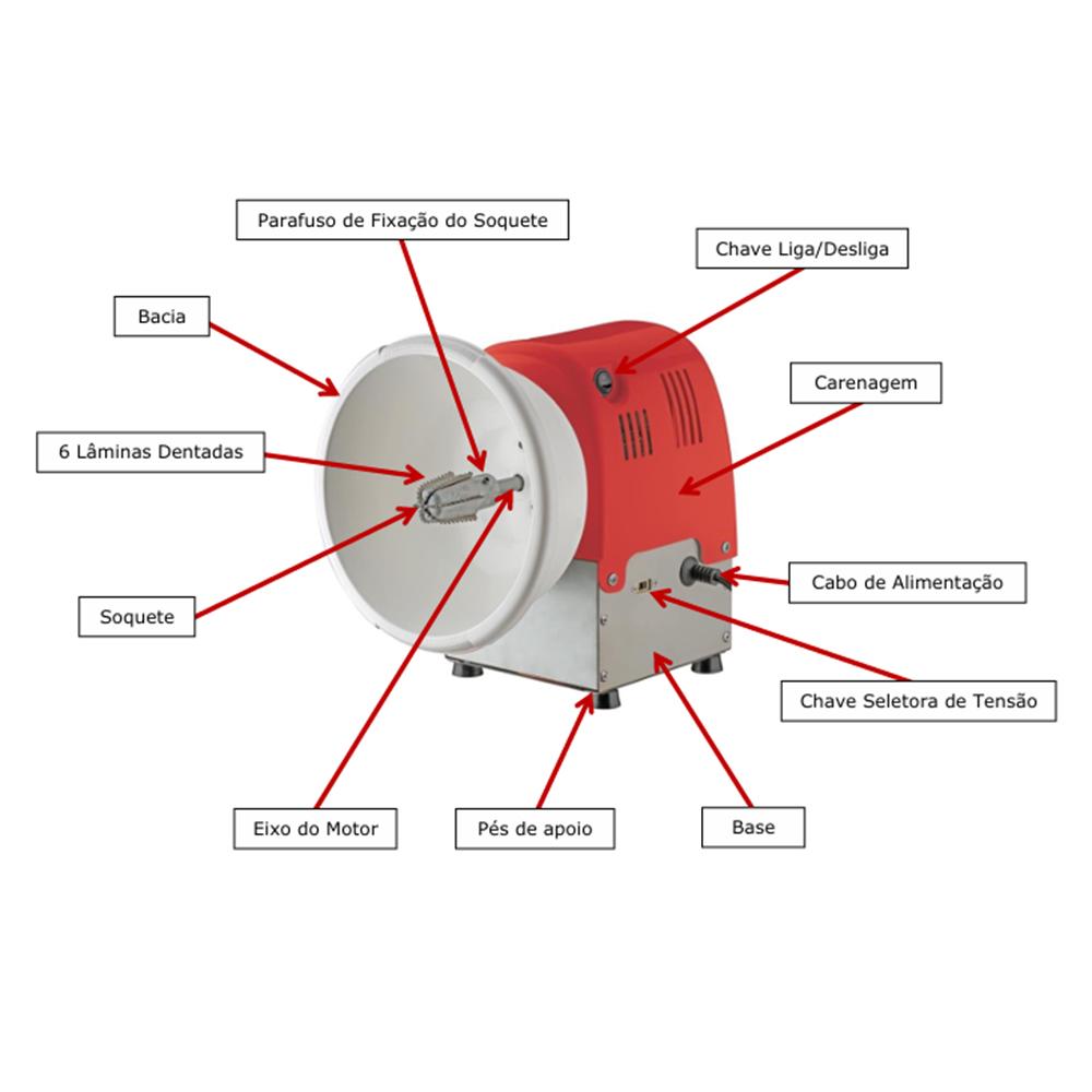 Raspador De Coco Profissional Elétrico Vermelho RCE Bivolt - Malta 3105483