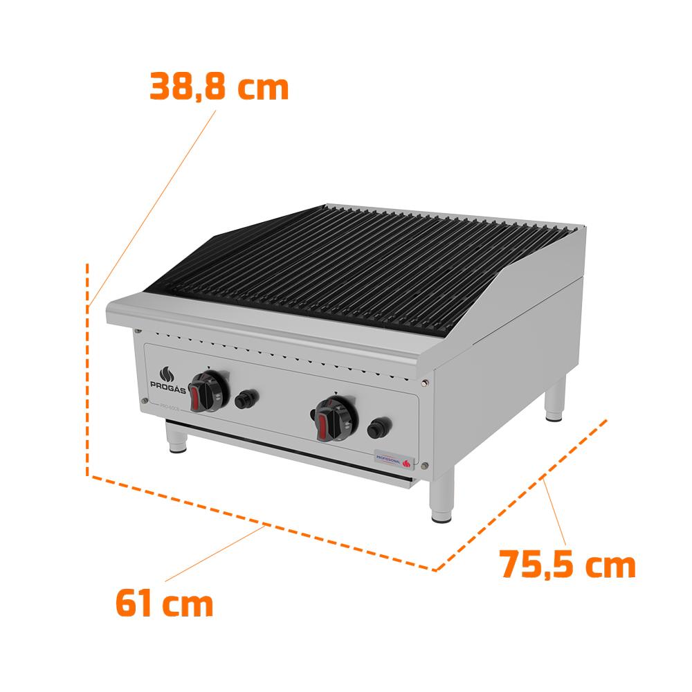 Char broiler Chapa Churrasqueira Profissional Lanchonetes Inox a Gás 60cm Pro-60cb - Progás P44600