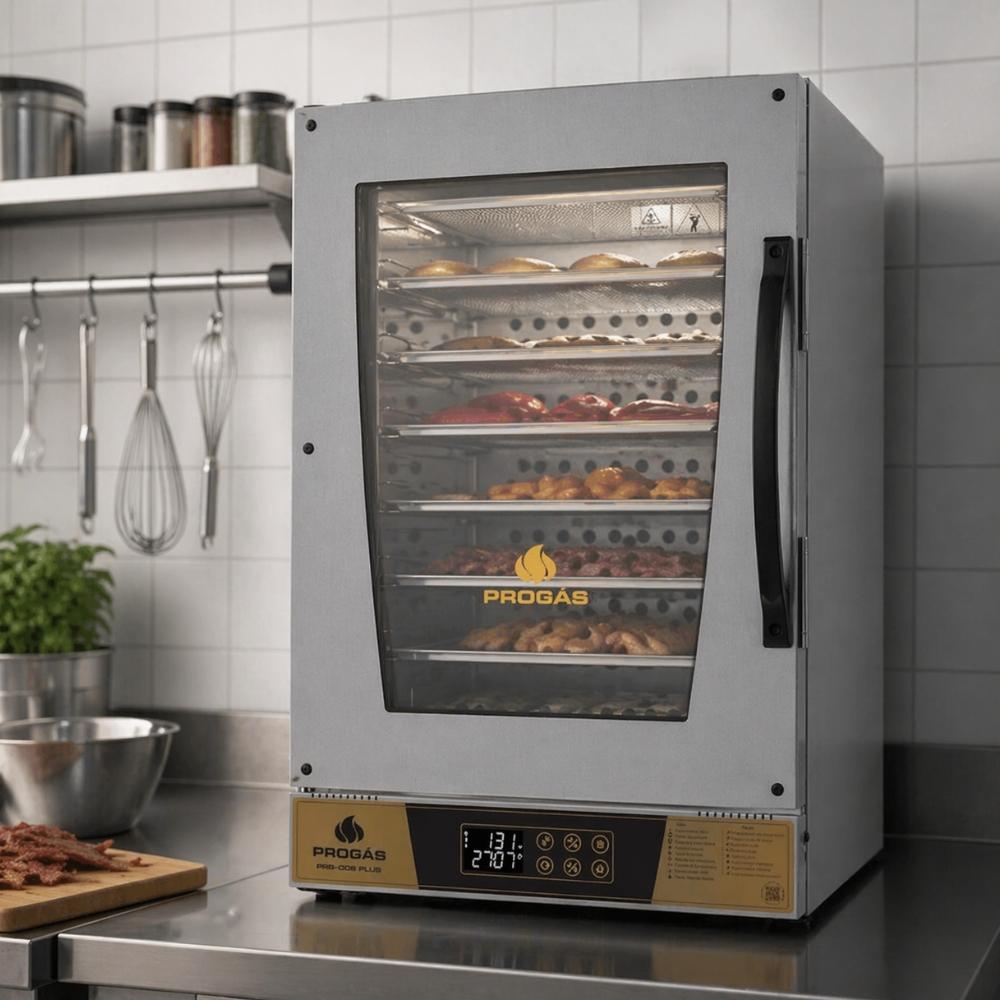 Kit Forno Turbo Elétrico Profissional Digital Prp-008 Plus 220v Dourado + 4 Grades - Progás
