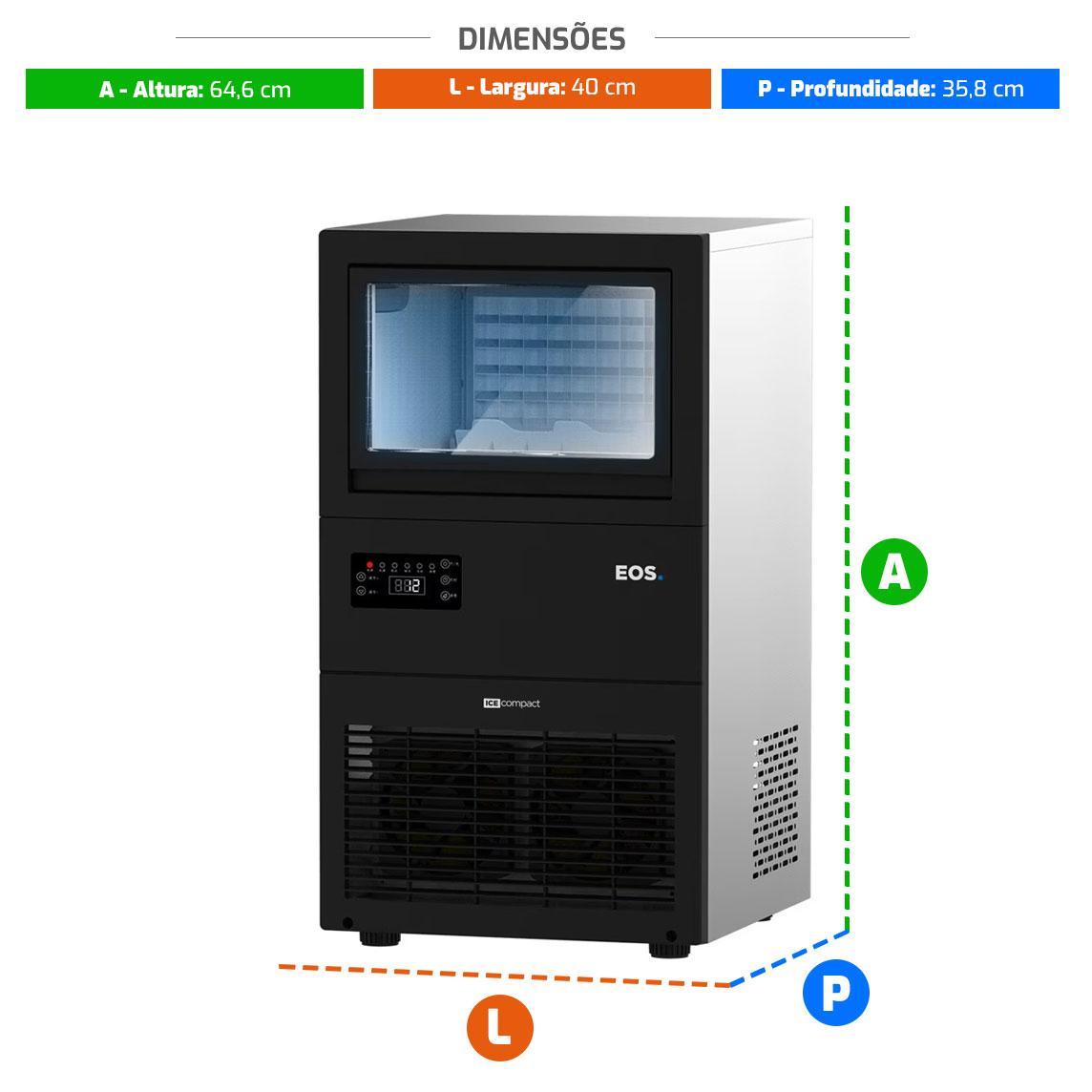 Máquina de Gelo Automática 45kg/dia Black Ice Compact Emg45 220v - EOS-B206184