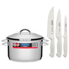 Kit - Faqueiro Premium 3 Peças + 1 Panela Inox Solar 6,1 Lts Solar Pit2 - Tramontina