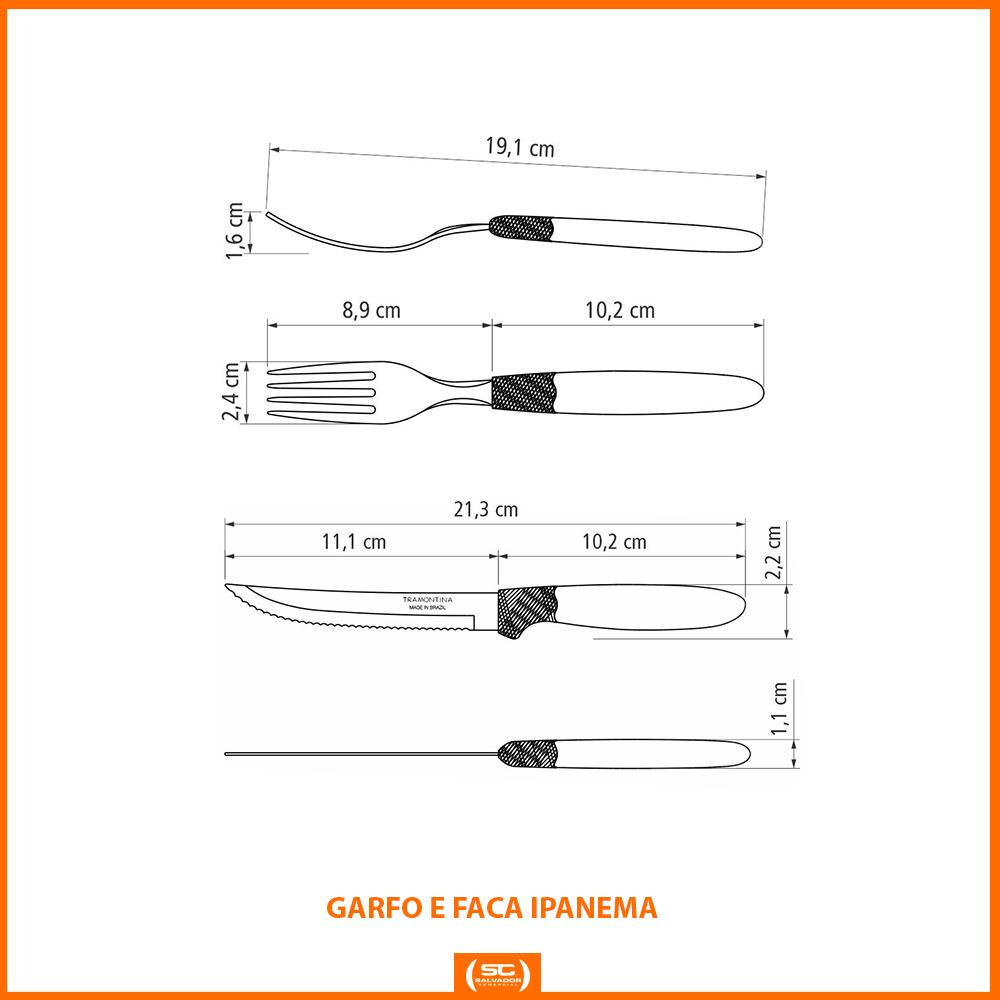 Panela Turim Alumínio Chumbo Antiaderente 1,4l + Cojunto de Garfo e Faca Ipanema 24pc - Tramontina