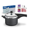 Kit - Panela de Pressão 4,5 Grafite + 1 Faqueiro Vermelho 30pç + 1 Faqueiro Inox 24pç - Tramontina