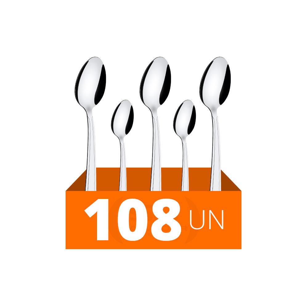 Conjunto Chá e Sobremesa Búzios 108 Peças Totalmente Em Aço Inox Ibag - Tramontina