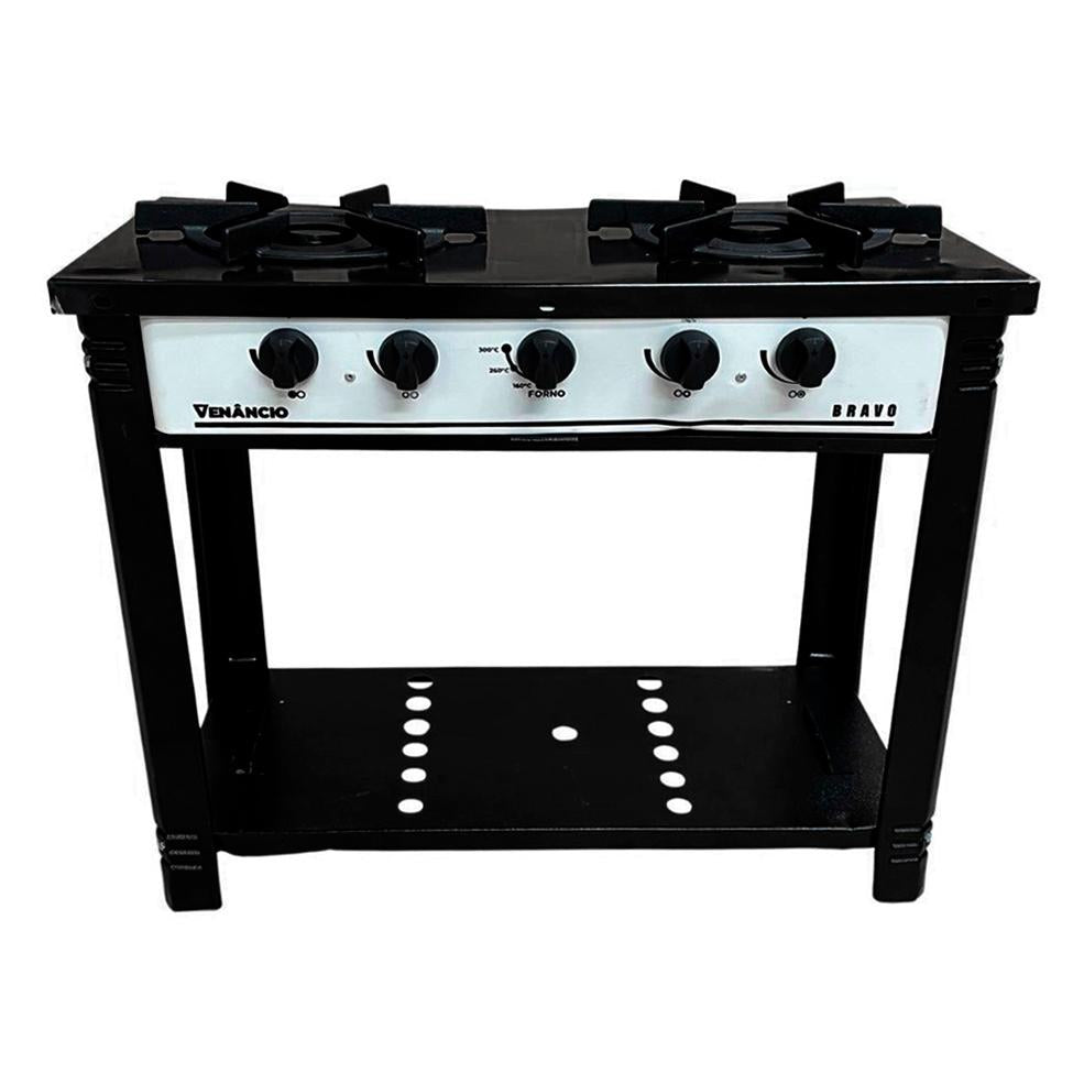 SEMINOVO - Fogão Industrial a Gás Bravo 2 Bocas Duplas Espera Forno Br2b Branco - Venâncio
