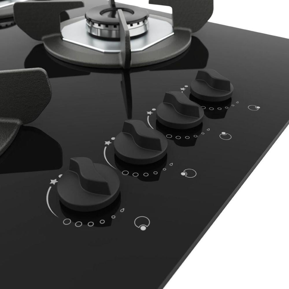 Fogão Cooktop Vidro Gás 4 Bocas Simples Safe Ferro Flange Inox Safe4 Bivolt - Nardelli 27011301-00